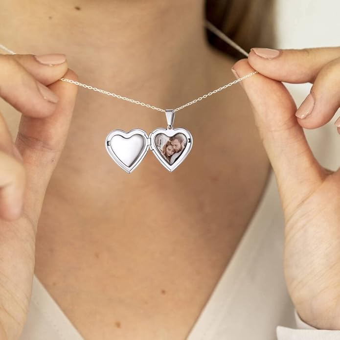 Supcare Locket Necklace That Holds Pictures-Engraved Photo Pendant Custom Jewellery Gifts for Men Women (with Jewellery Gift Box)