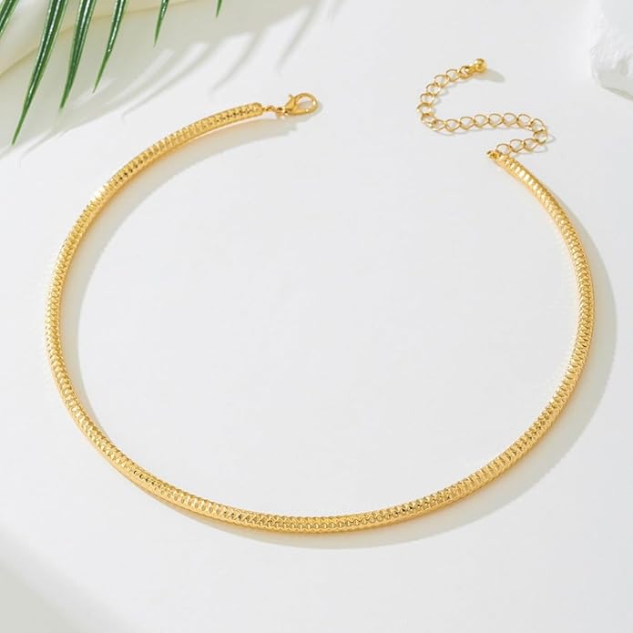 Gold Collar Necklace for Women Trendy African Jewelry Minimalist Statement Choker Metal Jewelry Gifts for Parties, Evenings, and Everyday Wear