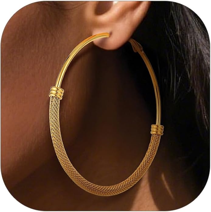 PROSTEEL 30/40/60/80/100mm Chunky Hoop Earrings For Women Gold Plated/Black Stainless Steel Hoops Earrings Statement Jewelry