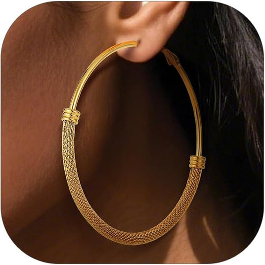 PROSTEEL 30/40/60/80/100mm Chunky Hoop Earrings For Women Gold Plated/Black Stainless Steel Hoops Earrings Statement Jewelry