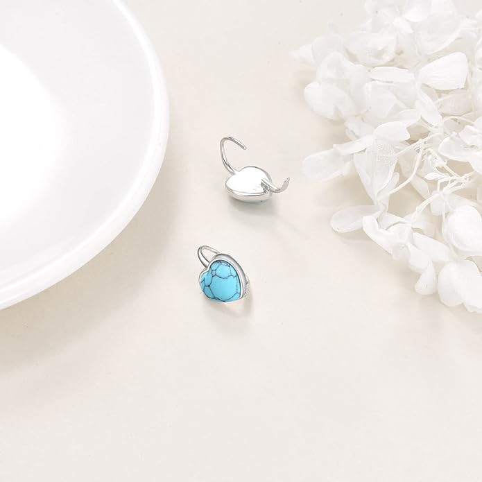 WINNICACA Leverback Earrings for Wonen 925 Sterling Silver Tree of Life Earrings Dangle Drop Turquoise Moonstone Moss Agate Heart Jewelry Gifts for Women Anniversary Birthday Christmas