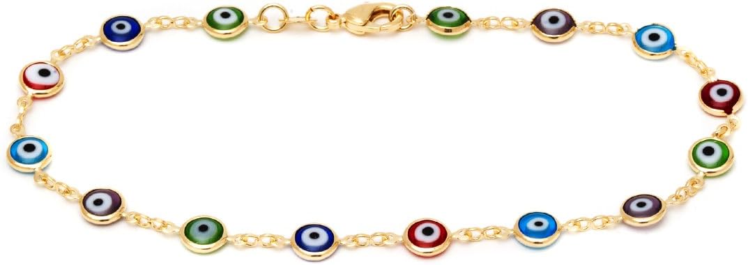 Barzel 18k Gold Plated Evil Eye Anklet Bracelet - Made In Brazil