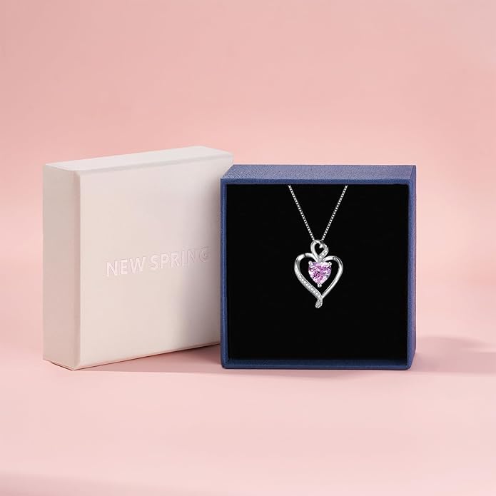 Heart Necklaces for Women 925 Sterling Silver Pendant Necklace Rose Gold Plated White Gold/14K Gold Plated Love Necklace for Her Girlfriend Wife Valentines Day Birthday Women Jewelry 18"+2"