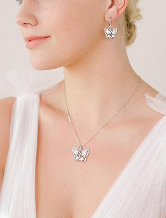 STARCHENIE Butterfly Pendant Necklace for Women 925 Sterling Silver Birthstone Butterfly Jewelry Gifts