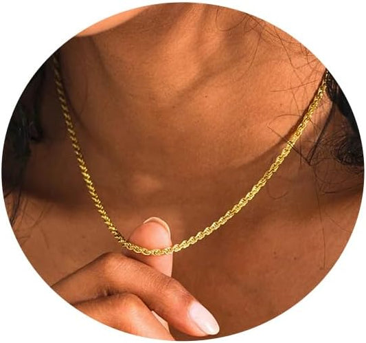 Dainty Chain Necklace for Women, 18K Gold Plated Coin Disc Choker Necklaces Simple Satellite Beaded Twisted Thin Paper Clip Chain Everyday Jewelry Gifts