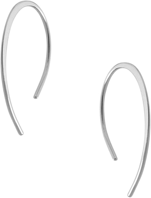 Upside Down Hoop Earrings - Hypoallergenic Lightweight Wire Needle Drop Dangle Threader Hoops for Women, Safe for Sensitive Ears - Plated in 925 Sterling Silver or 18k Gold