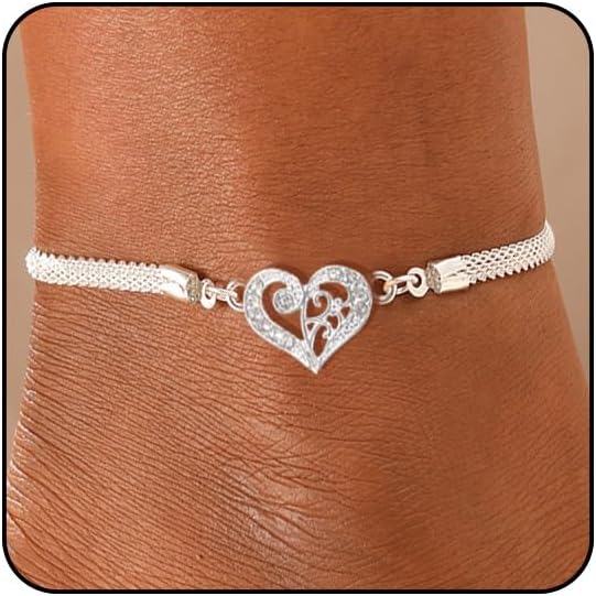 Ankle Bracelets for Women Waterproof Sparkly Anklets Tennis Rhinestone Anklets for Women Starfish Infinity Heart Cross Anklet Bracelet Beach Jewelry