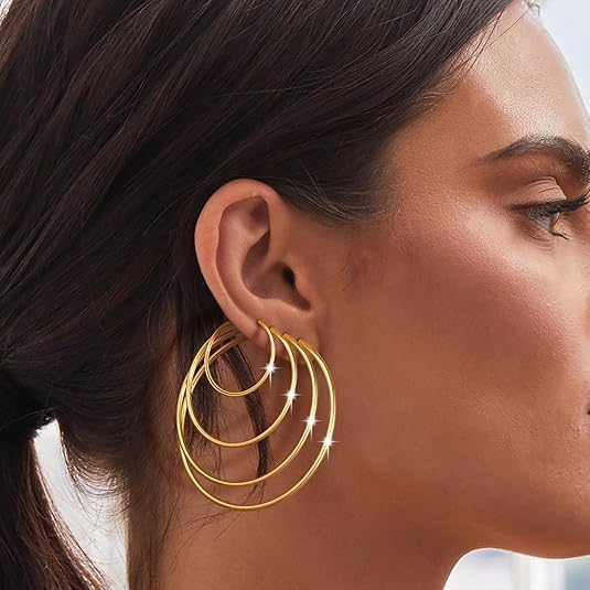 Stainless Steel Gold Plated Hoops Silver Plated Hoop Earrings Hypoallergenic Hoop Cartilage Piercing Earrings Tiny Ball Cubic Zirconia Stud Earrings Set for Women