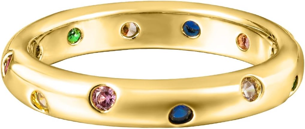 Episkeyk Gold Rings for Women Non Tarnish Stackable Rings 14k Gold Plated Pinky Ring for Women Cubic Zirconia Gift