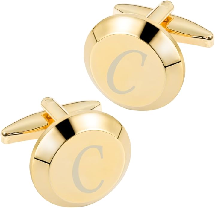 GWD Cufflinks for Men Stainless Steel Initial Cuff Links Alphabet Letter A-Z Groom Father Gift