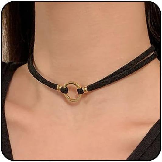 Sora Tuki Black Choker Necklace for Women 1cm-3cm Wide Velvet Leather Lace Chocker Tattoo Collar 90s Goth Jewelry