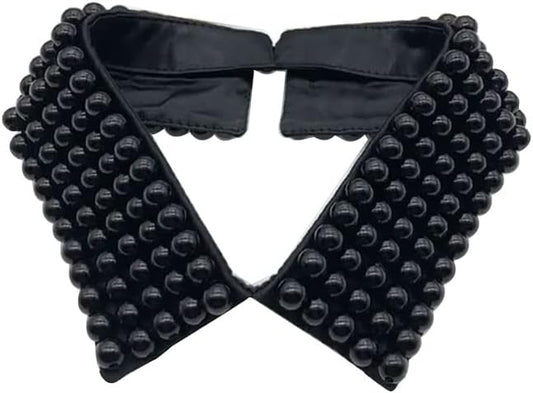 Statement Necklace for Women Girls Simulated Pearl Beaded Bib Detachable False Collar Choker Necklaces Clothing Accessory