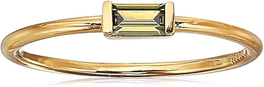 Amazon Essentials 18K Yellow Gold Plated Sterling Silver Cubic Zirconia Fashion Stackable Ring