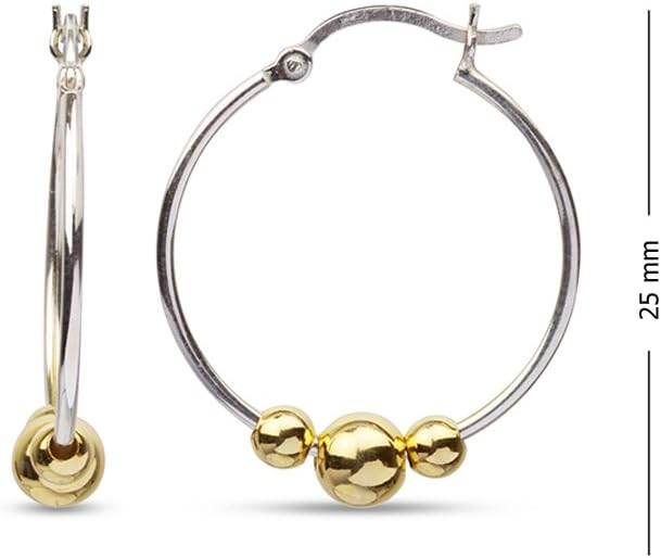 LeCalla 925 Sterling Silver Beaded Ball Hoop Earrings | Lightweight Sleeper Bead Ball Earring Hoops | Cape Style Hoop Earrings for Women