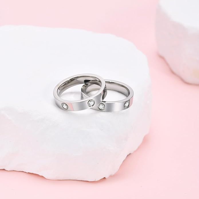 MPRAINBOW Gold Rings for Women, 18K Gold Plated Stainless Steel Cubic Zirconia Friendship Band Wedding Party Trendy Jewelry Gift Non-Tarnish,Christmas Birthday Gifts for Her Girlfriend