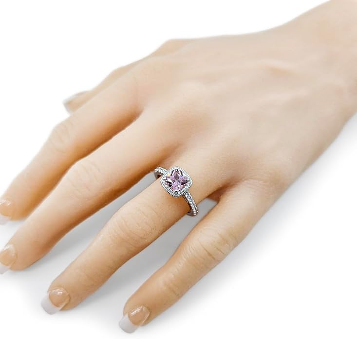 NANA Jewels Sterling Silver Engagement Rings for Women - Choose Simulated Morganite, Citrine, Aquamarine & More