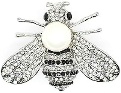 Honey Bee Brooches Crystal Insect Themed Bee Brooch Animal Fashion Shell Pearl Brooch Pin Gold Tone