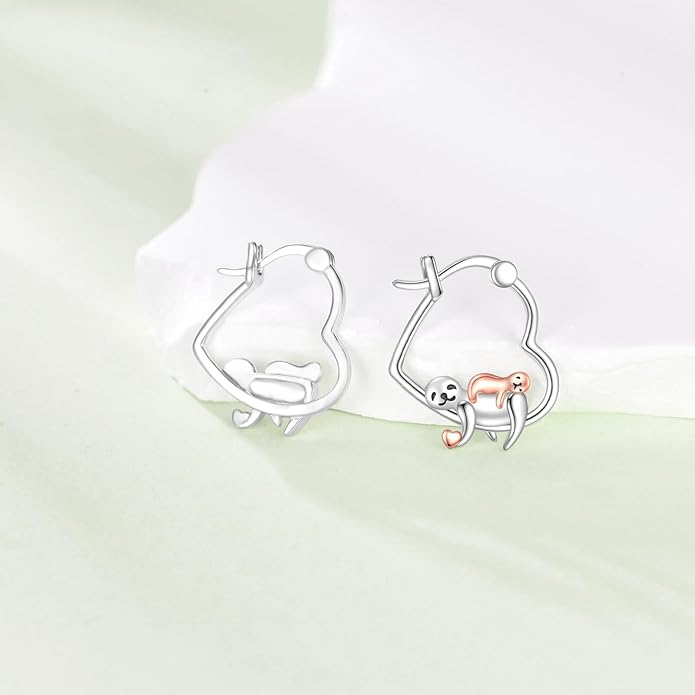 AXELUNA Animal Earrings Sterling Silver Mom and Daughter Earrings Heart Jewelry Gift for Women Mother