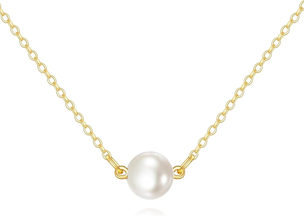 KECHO 14K Real Gold Freshwater Cultured Pearl Pendant Necklace 14K Solid Gold Jewelry Anniversary Birthday Gifts for Women