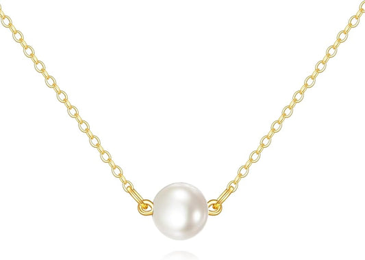 KECHO 14K Real Gold Freshwater Cultured Pearl Pendant Necklace 14K Solid Gold Jewelry Anniversary Birthday Gifts for Women