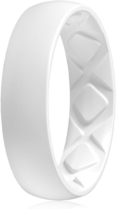 Egnaro Women's Bridal Rings Sets, 6mm Wide, 2mm Thick, Silicone Wedding Rubber Band with Half Size, Inner Arc Ergonomic Breathable Design