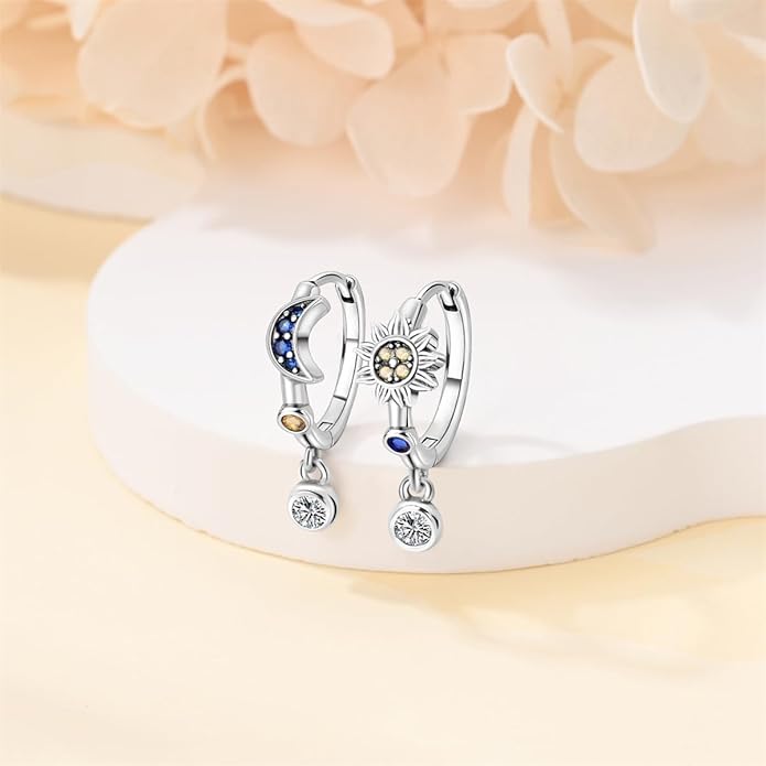 925 Sterling Silver Women Earrings, Sparkling Star and Moon Earrings, Various Hypoallergenic Earrings, Best Gift for Women