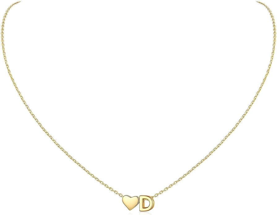 ChicSilver 925 Sterling Silver Heart Initial Necklaces for Women -Dainty Personalized Heart Pendant Letter Alphabet Necklace for Women
