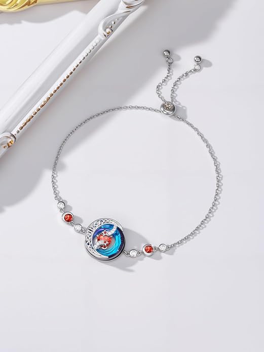 TOUPOP Birthstone Bracelet Moon and Star Bracelet 925 Sterling Silver Blue Crystal Jewelry Birthday Christmas Gifts for Women