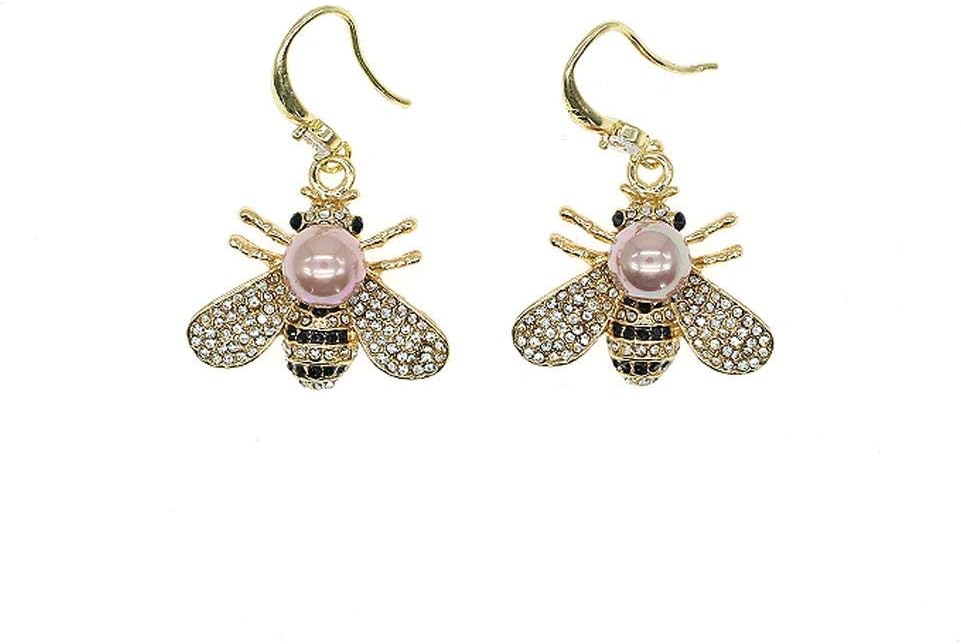 Honey Bee Brooches Crystal Insect Themed Bee Brooch Animal Fashion Shell Pearl Brooch Pin Gold Tone