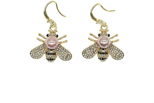 Honey Bee Brooches Crystal Insect Themed Bee Brooch Animal Fashion Shell Pearl Brooch Pin Gold Tone