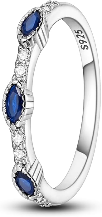 NARMO 925 Sterling Silver Rings for Women Evil Eyes Rings Entwined Line Cubic Zirconia Rings Simple Stackable Finger Rings Engagement Ring Personality Rings Size 6-9