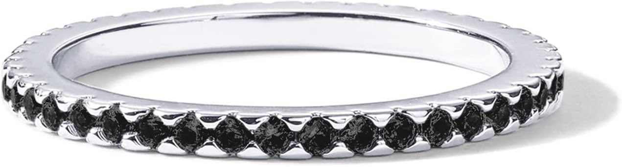 PAVOI 14K Gold Plated Sterling Silver Colored CZ Stones Stackable Ring | Simulated Diamond Eternity Bands for Women