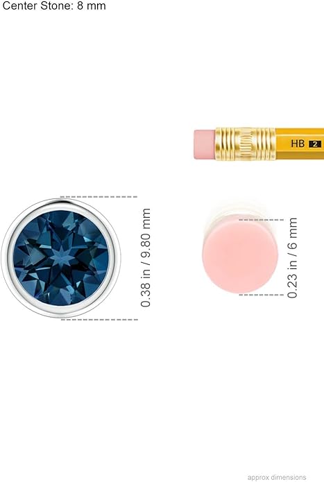 Angara Natural London Blue Topaz Solitaire Pendant for Women | Round Blue Topaz Pendant Necklace in 14K Solid Gold/Silver/Platinum With 18" Chain | December Birthday, Gemstone Jewelry Gift