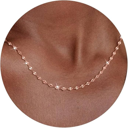 925 Sterling Silver Chain Necklace Link Chain Necklace for Women Simple Dainty 16K Gold Plated Necklace for Women Minimalist Waterproof Silver Necklace Trendy Jewelry Gifts
