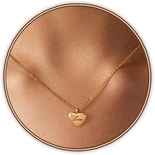 Zeffy Cute Heart Necklace 18k Gold/Silver Plated Tiny Heart Pendant Choker Necklaces Gold Love Heart Chain Necklace for Women Dainty Gold Jewelry Valentines Day Gifts for Women Girls Teen Girls