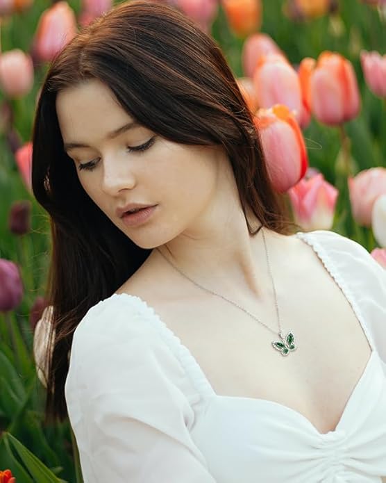 STARCHENIE Butterfly Pendant Necklace for Women 925 Sterling Silver Birthstone Butterfly Jewelry Gifts