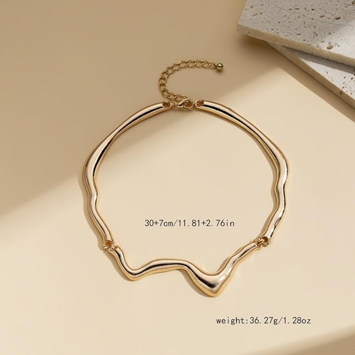 Punk Dripping Water-drop Choker Necklace for Women,Thick Drippy Chain Liquid Metal Collar Necklace Rocker Hip-hop Necklace Cool Metallic Unique Funky Statament Grunge Jewelry