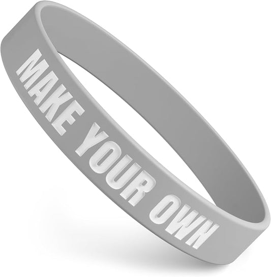 Custom Wristbands For Events, Fundraisers & Promotions | Add Text, Icons, & Logos | Bulk Rubber Bracelets | Classic 1/2” | 100% Silicone