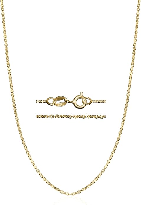 Thin Solid 925 Sterling Silver Chain Necklace 1.1mm, 14 16 18 20 22 24 Inch, Cable Chain, Anti-tarnish, Hypoallergenic, Includes Gift Box, Strong Dainty Chain for Women, Made in Thailand