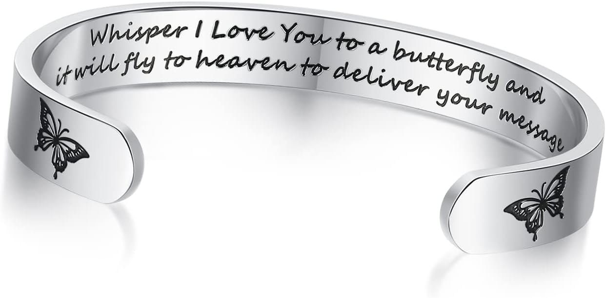 TONY & SANDY Inspirational Bracelets for Women Teen Girls Personalized Gifts for Daughter Granddaughter Mom Sister Friends Stainless Steel Engraved Cuff Birthday Easter Christmas