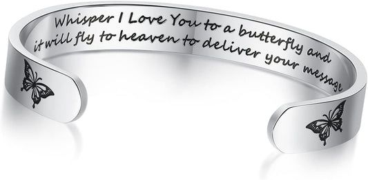 TONY & SANDY Inspirational Bracelets for Women Teen Girls Personalized Gifts for Daughter Granddaughter Mom Sister Friends Stainless Steel Engraved Cuff Birthday Easter Christmas