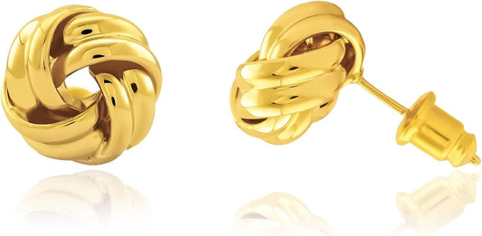 NIXMAX Chunky Small Knot Earrings Gold Silver Geometric Earrings for Women Dainty Gold and Silver Plated Dangle Drop Earrings Hypoallergenic and Lightweight Fashion Trendy Jewelry Gifts