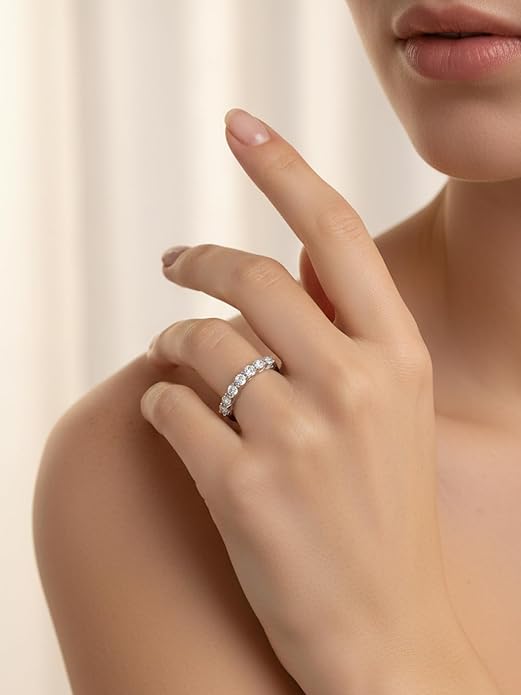 D Color VVS1 Clarity Moissanite and Sapphire/Ruby/Emerald Rings for Women, Solid 925 Sterling Silver, Anniversary Birthday Mothers Day Jewelry Gift, Stackable Wedding Ring, Size 4-11