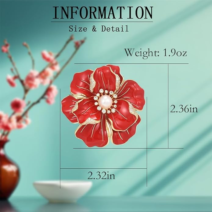 Flower Brooch Pin - Rhinestone Flower Pin 18k Gold Plated - Thanksgiving Day, Birthday, Wedding Gifts for Mom, Wife