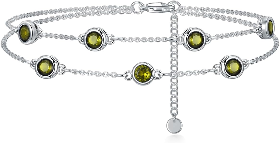 Dorunmo Birthstone Anklet Bracelets for Women 925 Sterling Silver Birthday Mother's Day Jewelry Gifts for Wife Mother Her