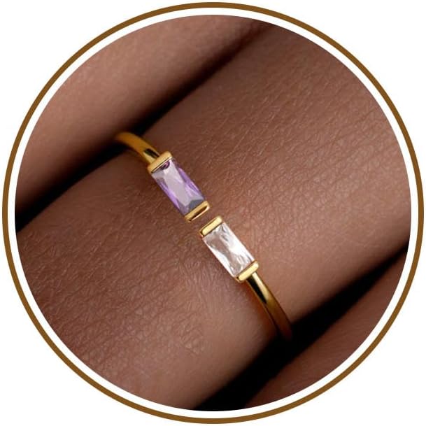 JSJOY Birthstone Rings for Women Dainty Emerald Blue Ring Birthday Gifts for Mom Her Gemstones CZ Ring for Teens Gold Rings That Don't Tarnish Adjustable Ring Jewelry Gifts