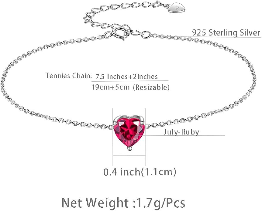 Aurora Tears 925 Sterling Silver 12 Birthstone Hearts Jewelry Women Crystal Wedding/Engagement/Bridal Heart Necklace/Earring/Ring/Bracelet Sets Jewellery