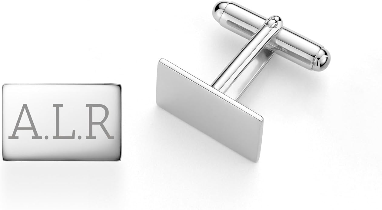 MASSETE Sterling Silver Cufflinks for Men Personalized with Engraved Initials or Name Gift for Men - Made in Italy