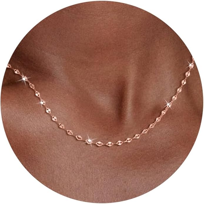 925 Sterling Silver Chain Necklace Link Chain Necklace for Women Simple Dainty 16K Gold Plated Necklace for Women Minimalist Waterproof Silver Necklace Trendy Jewelry Gifts