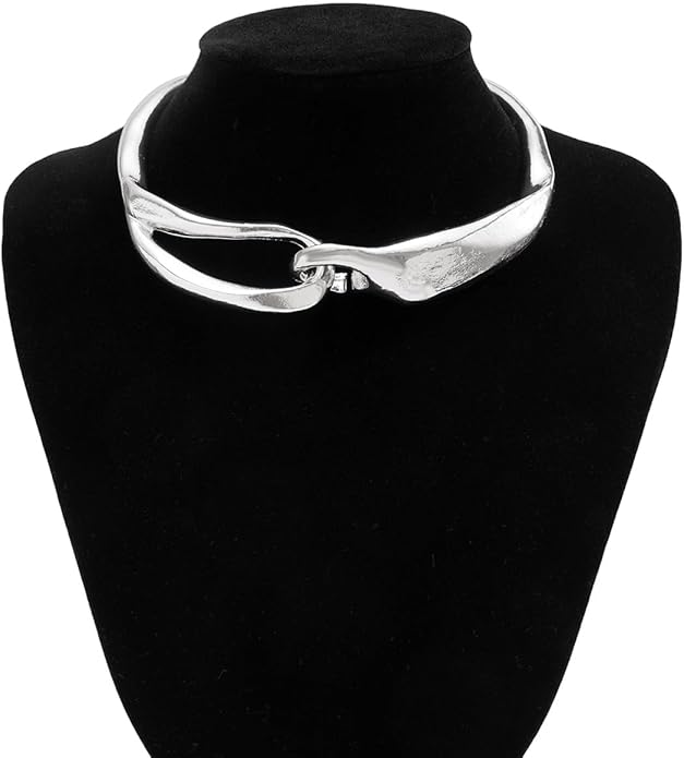 Punk Dripping Water-drop Choker Necklace for Women,Thick Drippy Chain Liquid Metal Collar Necklace Rocker Hip-hop Necklace Cool Metallic Unique Funky Statament Grunge Jewelry